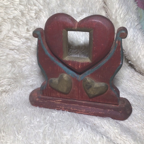 2 Handmade Heart Shaped Wooden Picture Photo Frames Wood - Picture 4 of 6